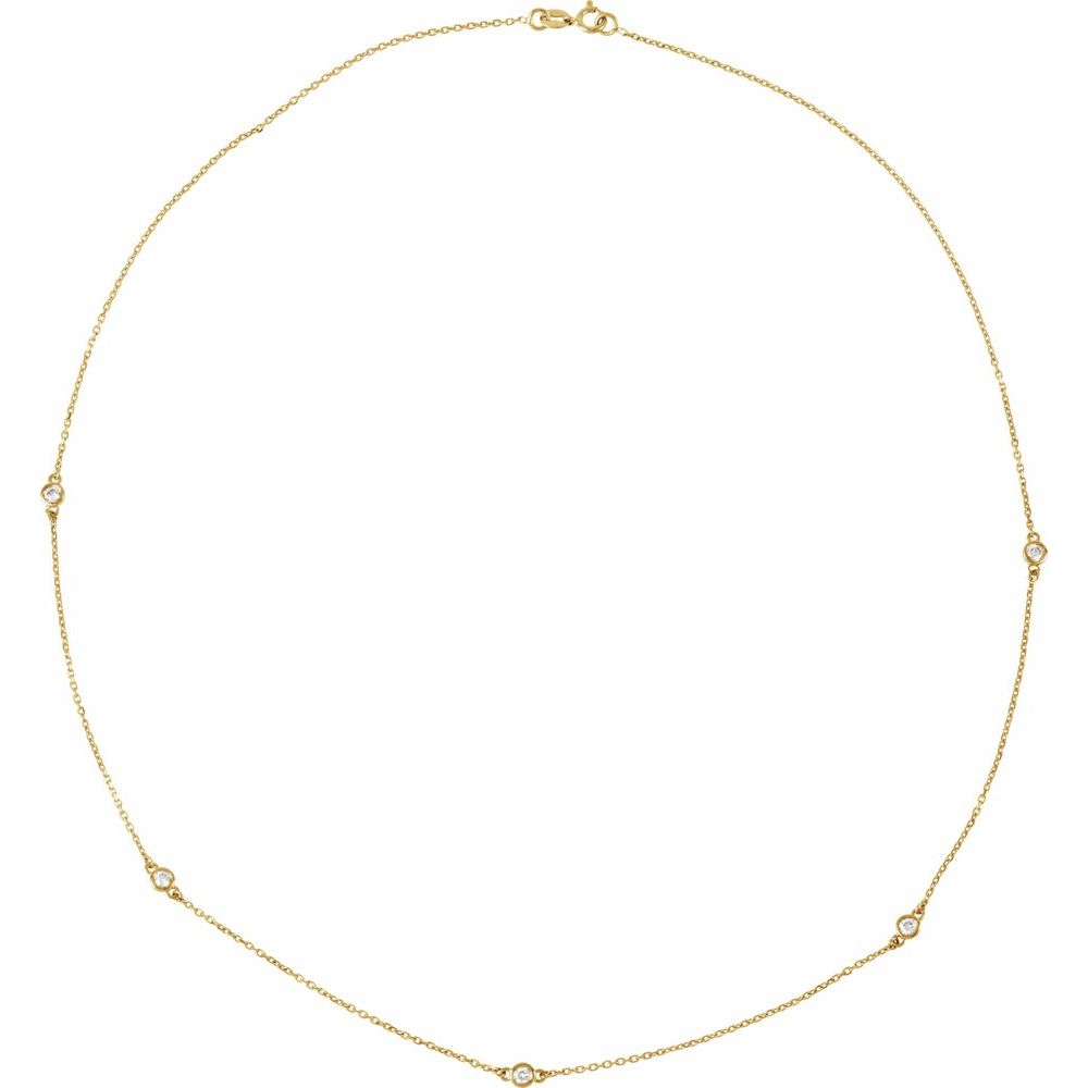 14K Round Diamond Station Necklace