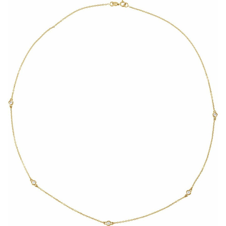 14K Round Diamond Station Necklace