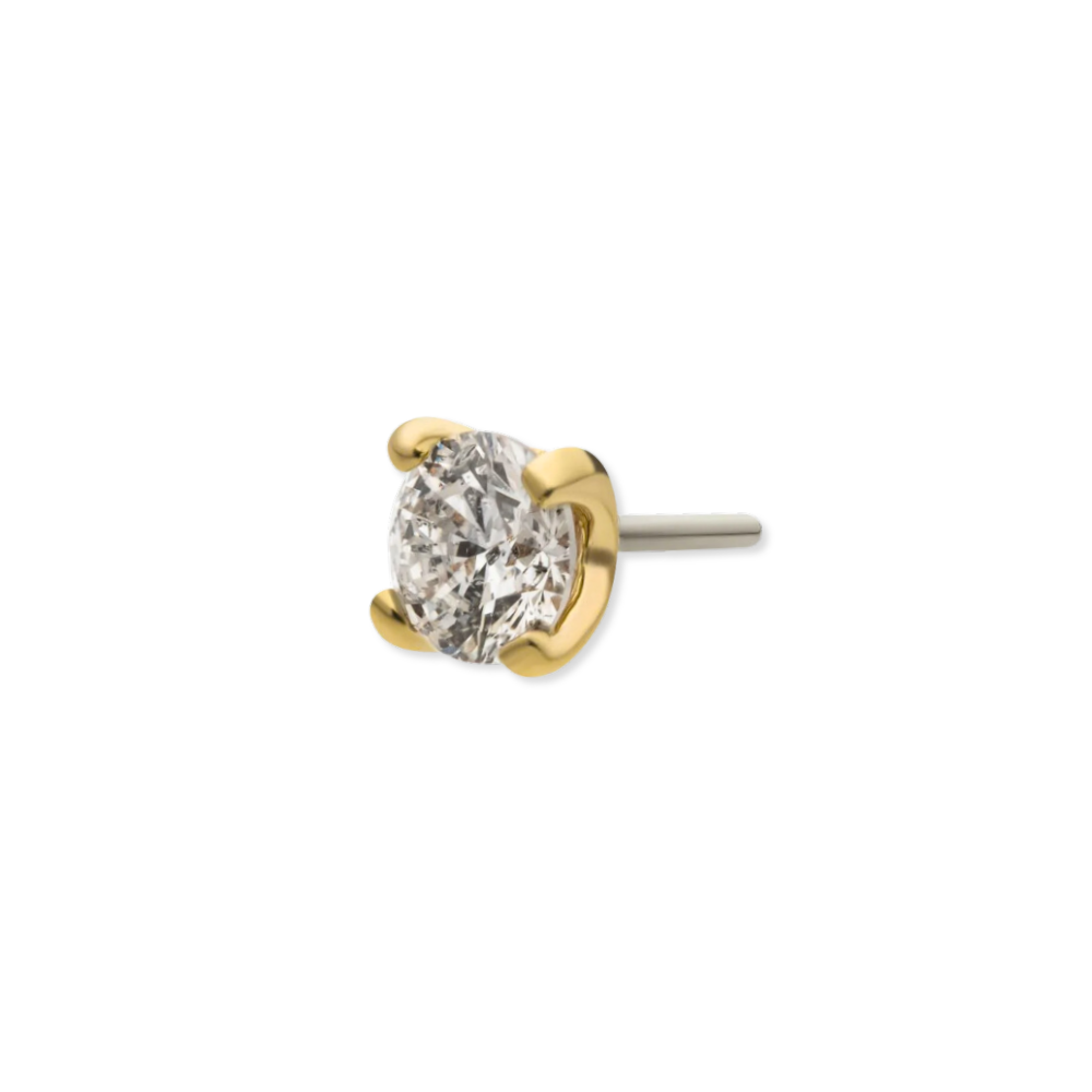 14K Round Lab Grown Diamond Flat Back (Larger)