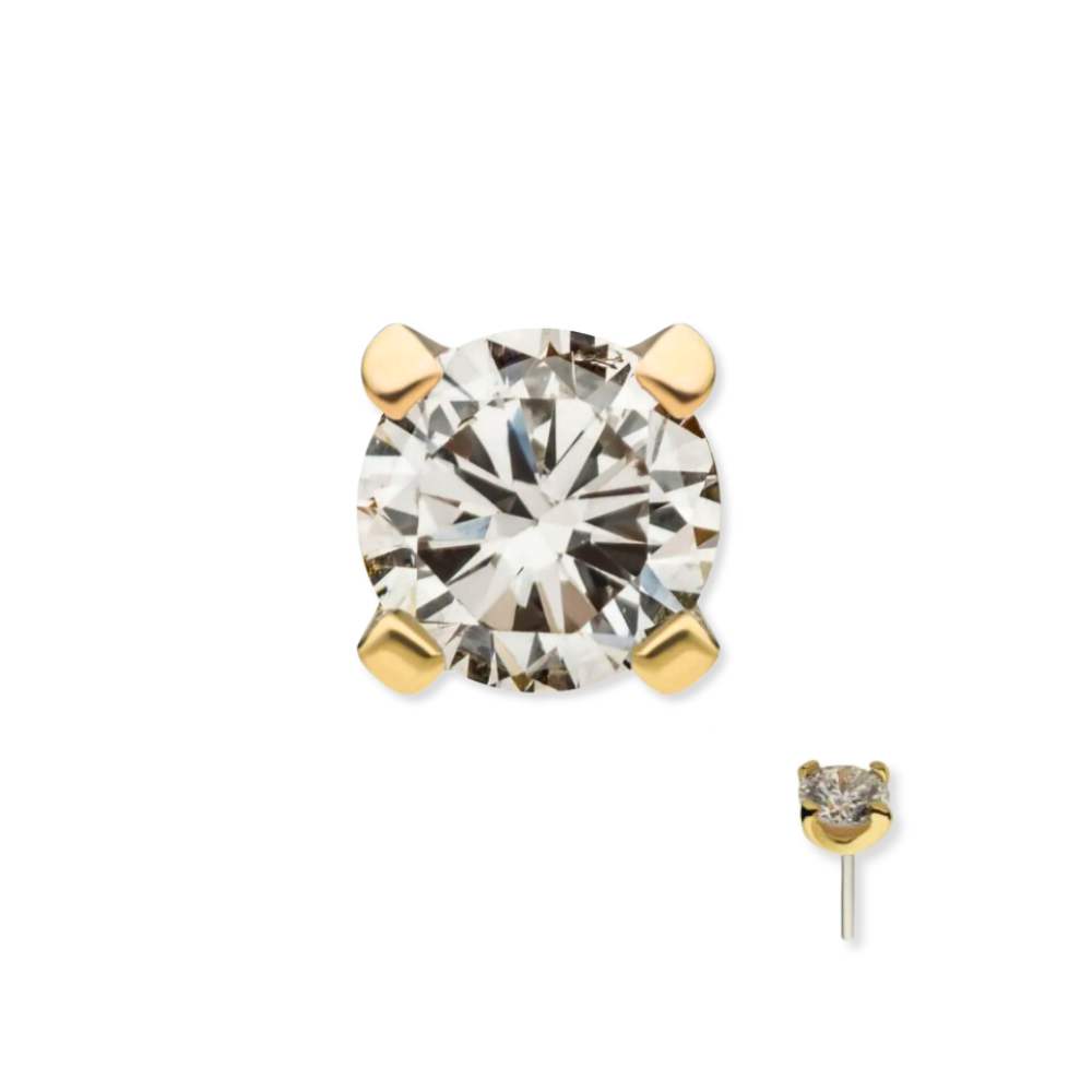 14K Round Lab Grown Diamond Flat Back (Larger)