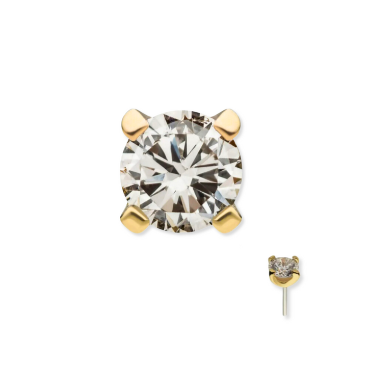 14K Round Lab Grown Diamond Flat Back (Larger)
