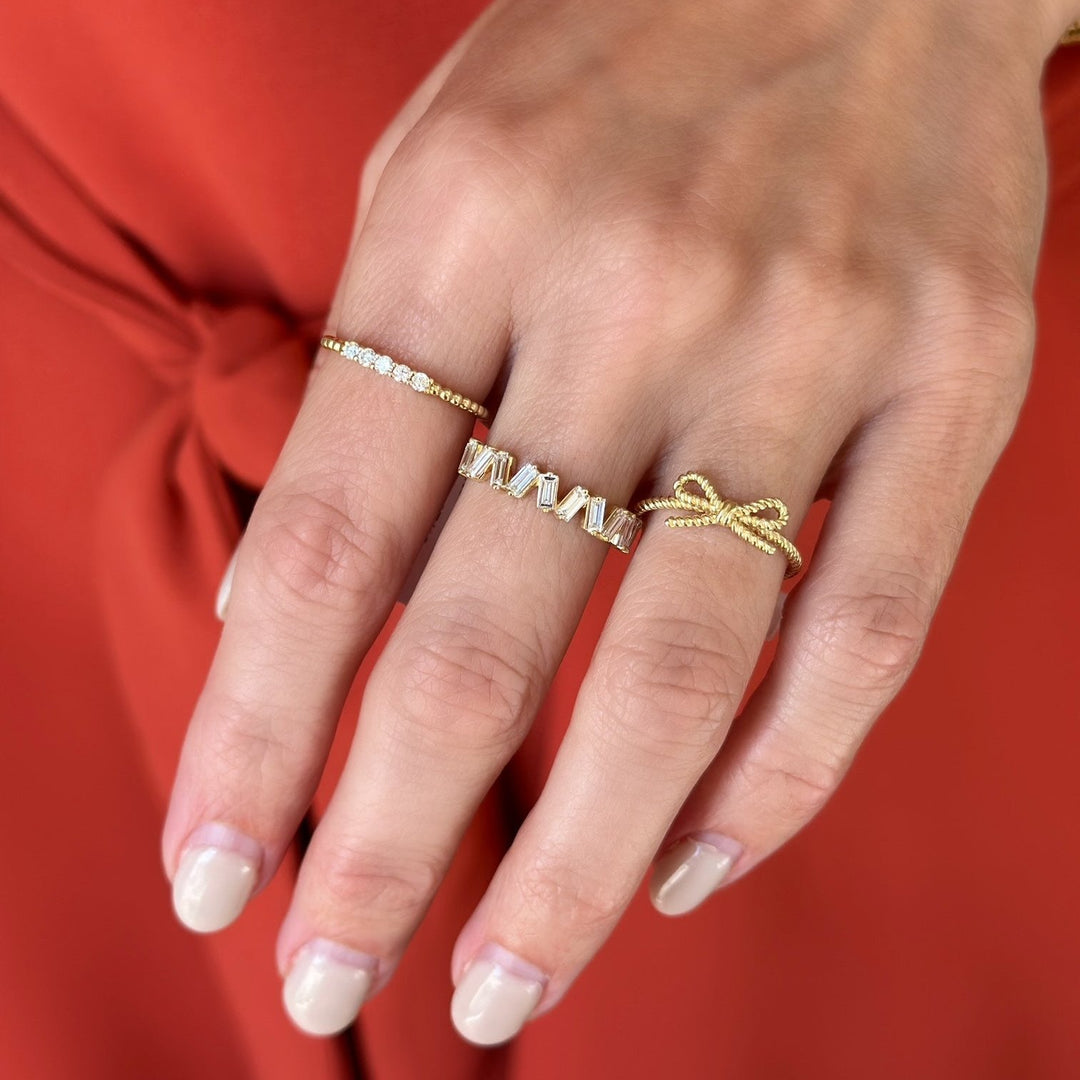 14K Scattered Baguette Diamond Ring
