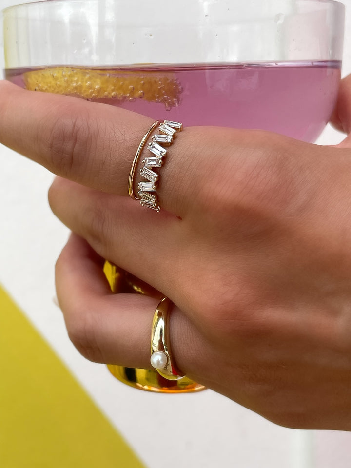 14K Scattered Baguette Diamond Ring