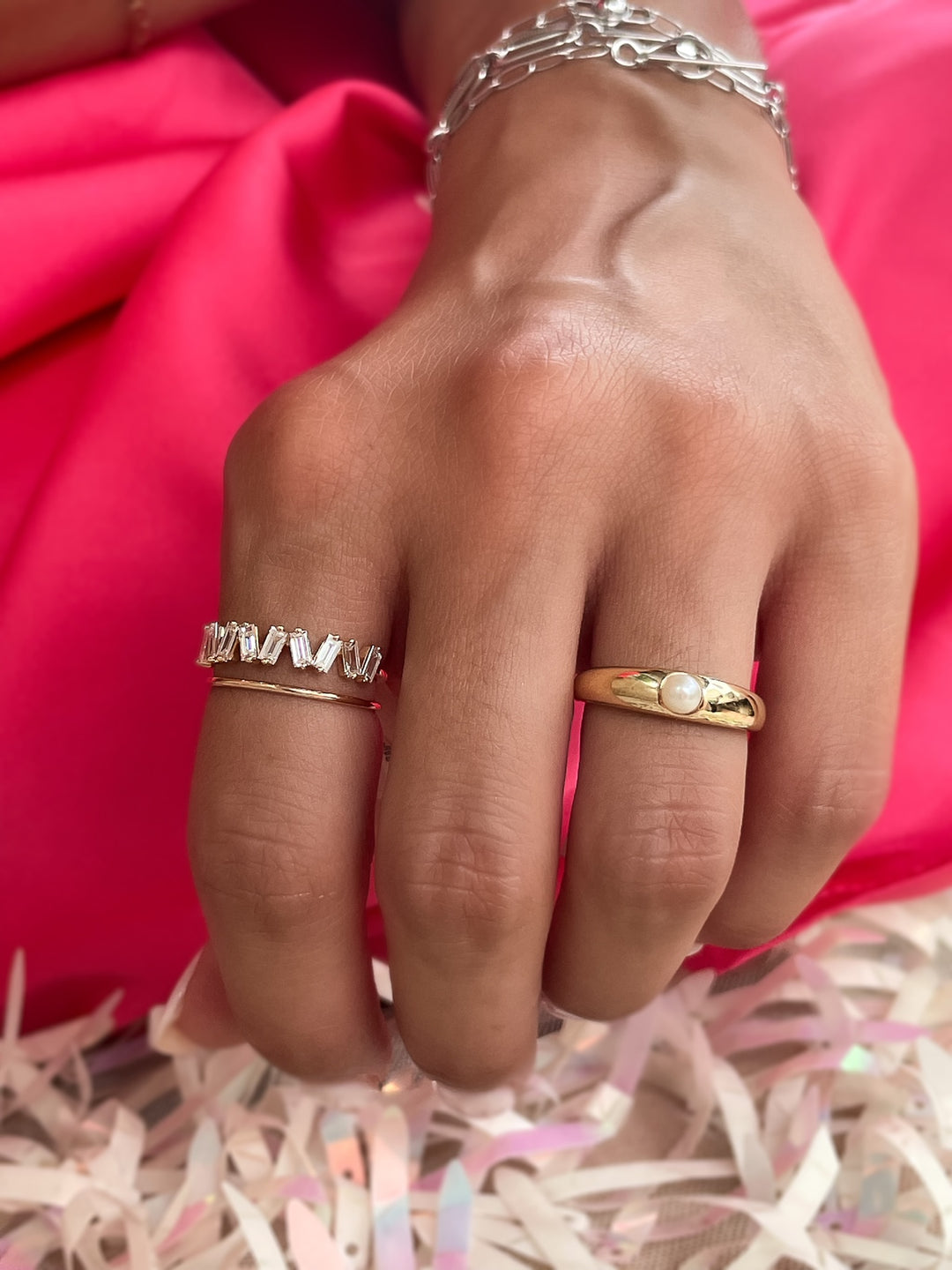 14K Scattered Baguette Diamond Ring
