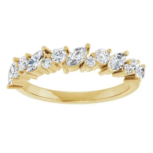 14K Scattered Marquise &amp; Round Diamond Anniversary Band