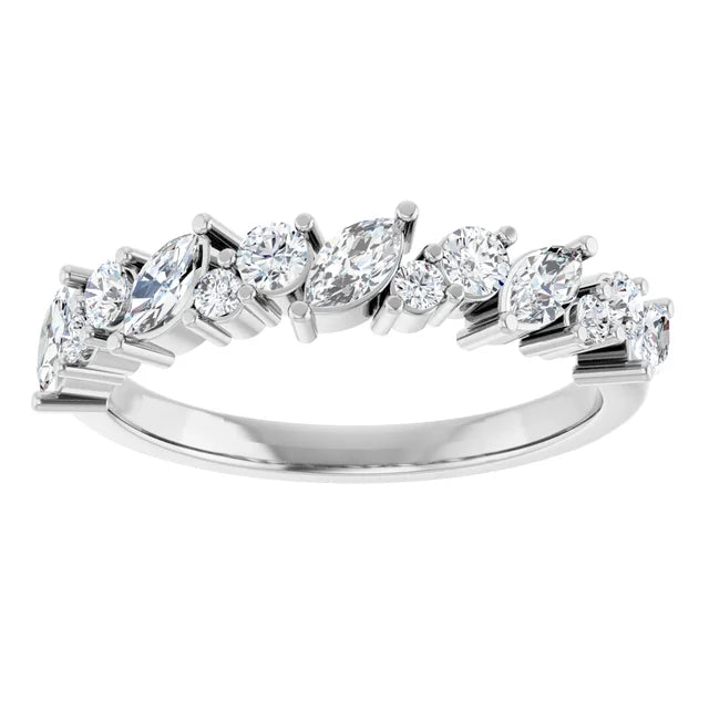 14K Scattered Marquise &amp; Round Diamond Anniversary Band