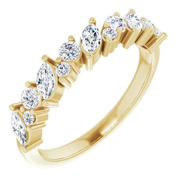 14K Scattered Marquise &amp; Round Diamond Anniversary Band