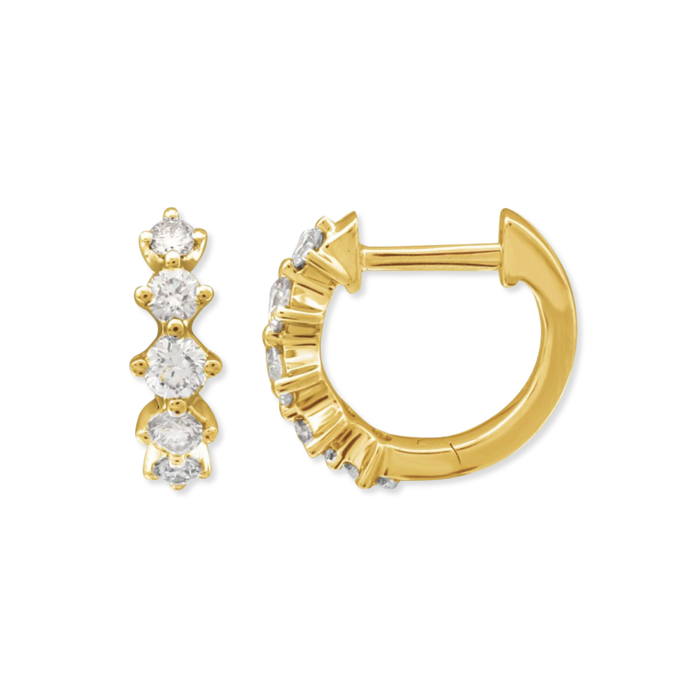 14K Shared Prong Diamond Huggies