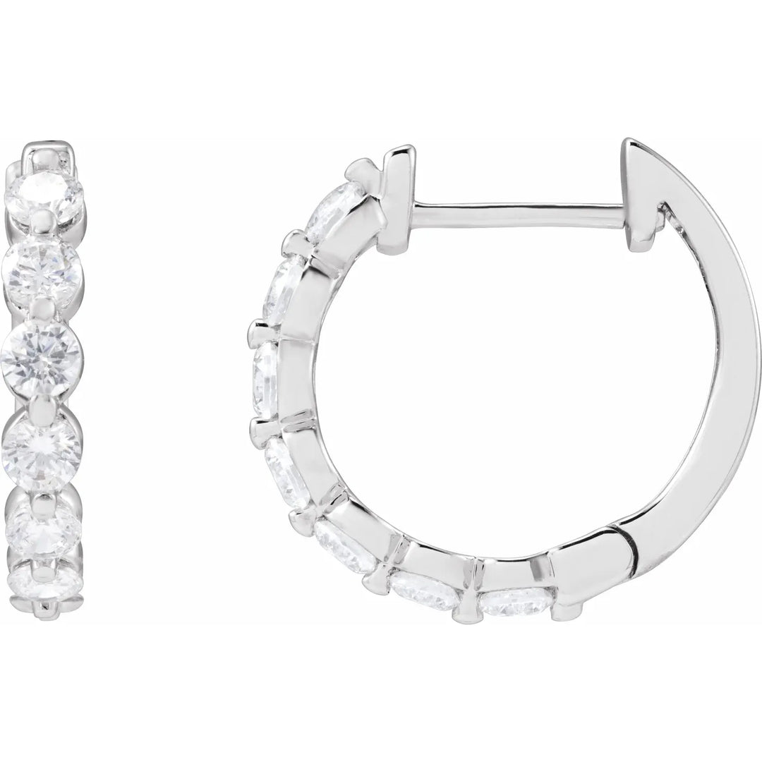 14K Shared Prong Lab Grown Diamond Hoops