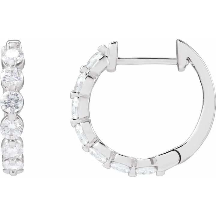 14K Shared Prong Lab Grown Diamond Hoops