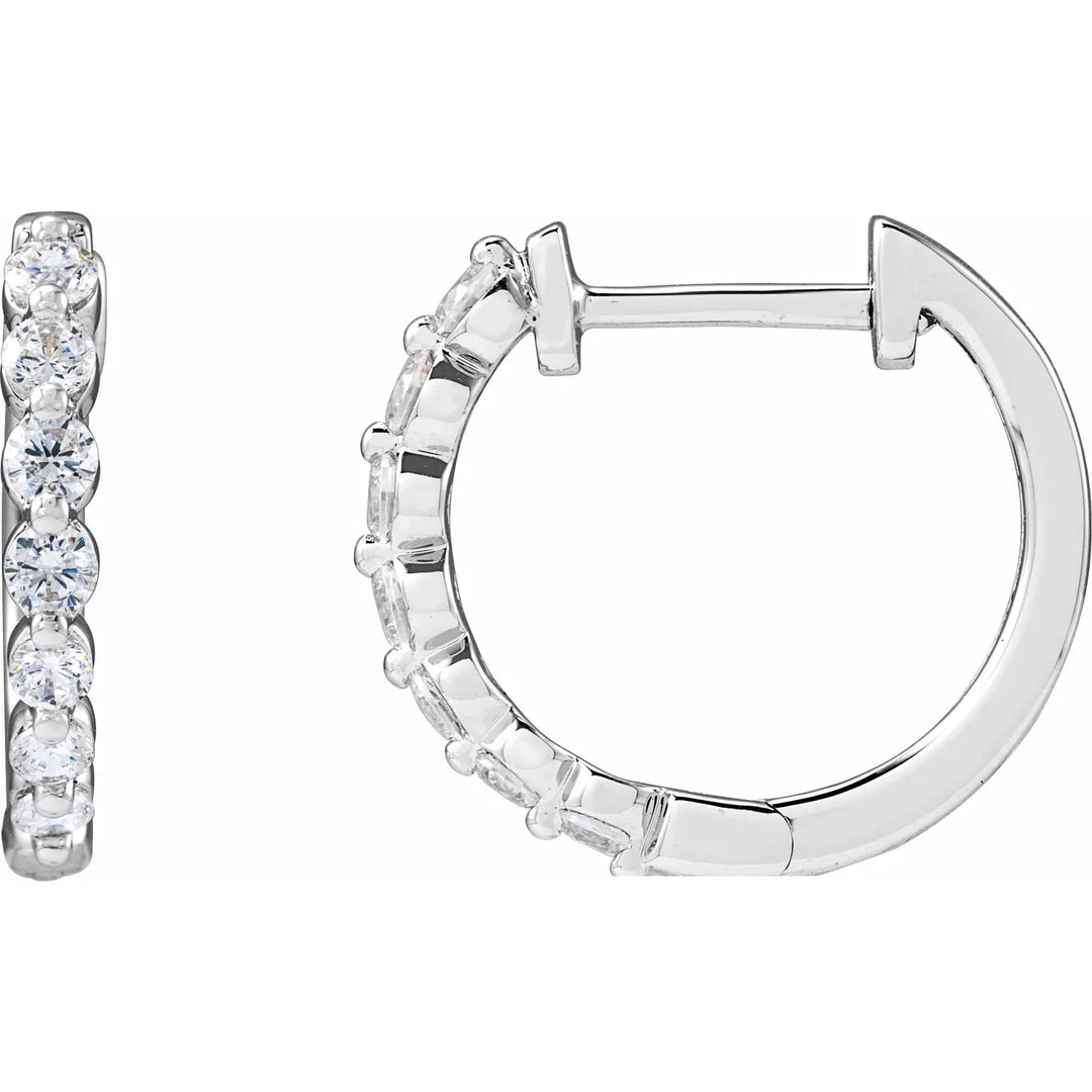 14K Shared Prong Lab Grown Diamond Hoops