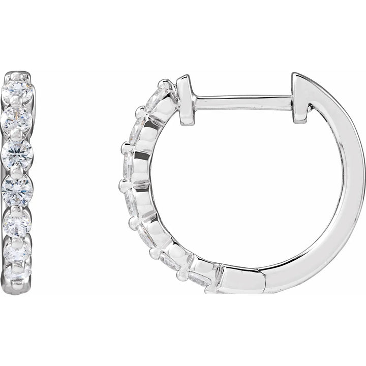 14K Shared Prong Lab Grown Diamond Hoops