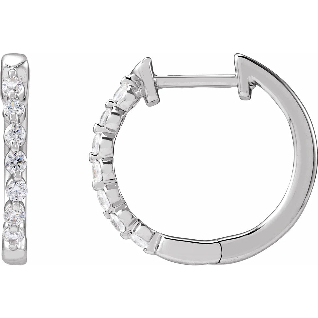 14K Shared Prong Lab Grown Diamond Hoops