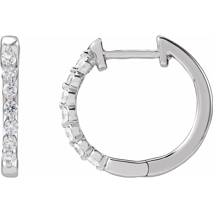 14K Shared Prong Lab Grown Diamond Hoops
