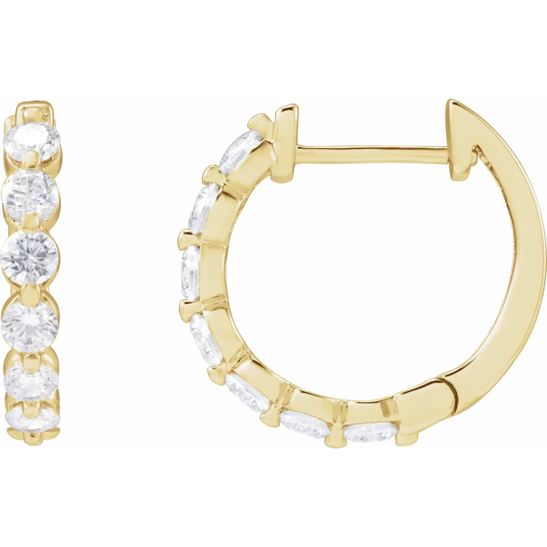14K Shared Prong Lab Grown Diamond Hoops