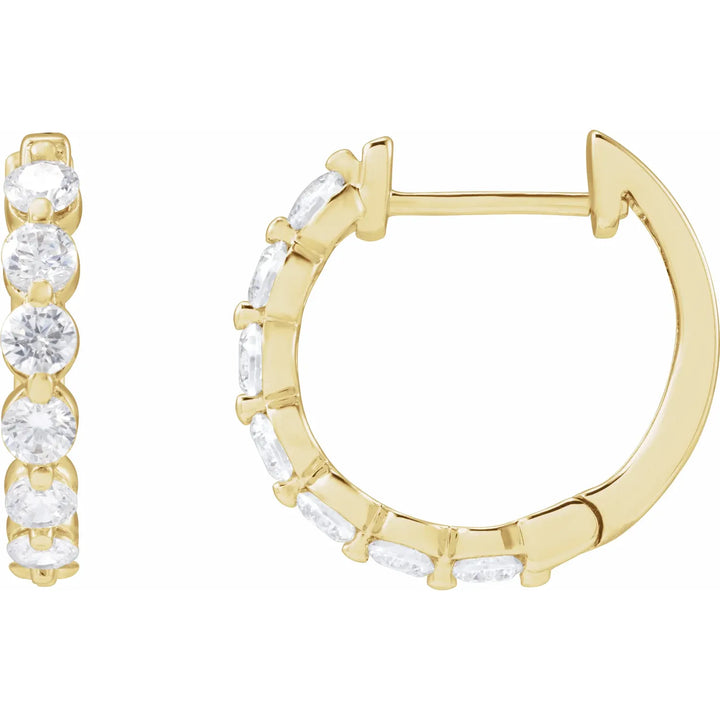 14K Shared Prong Lab Grown Diamond Hoops