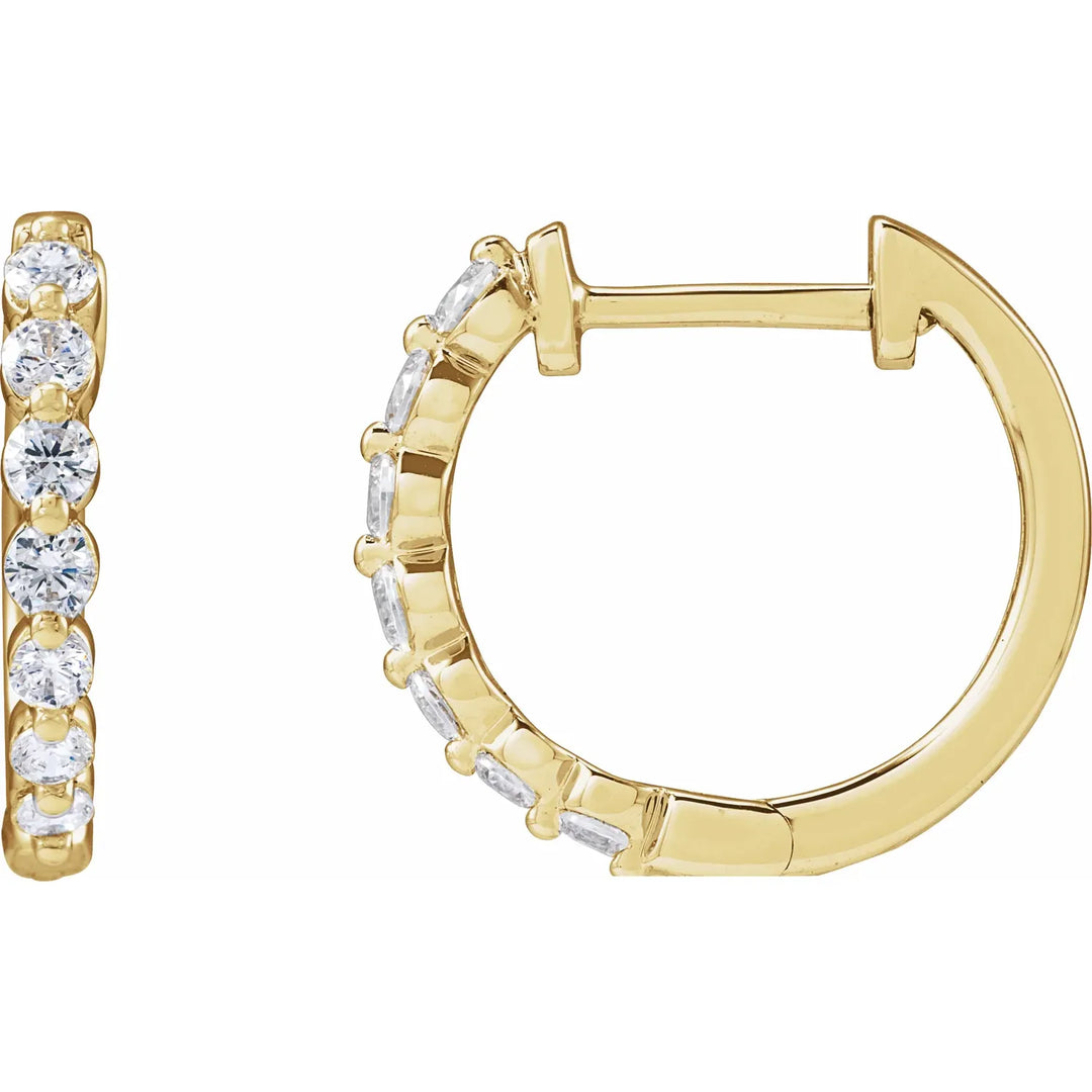 14K Shared Prong Lab Grown Diamond Hoops