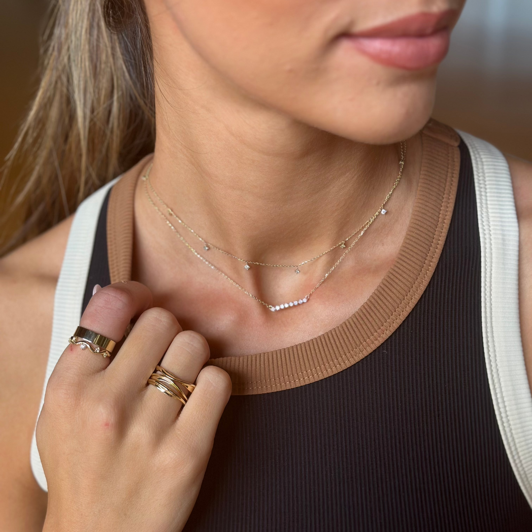 14K Single Shared Prong Diamond Bar Necklace-Embark Fine Jewelry