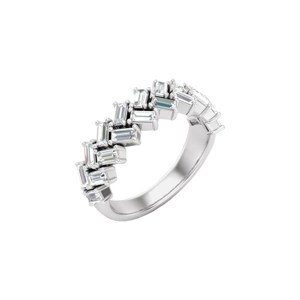 14K Slanted Baguette Double Row Anniversary Band