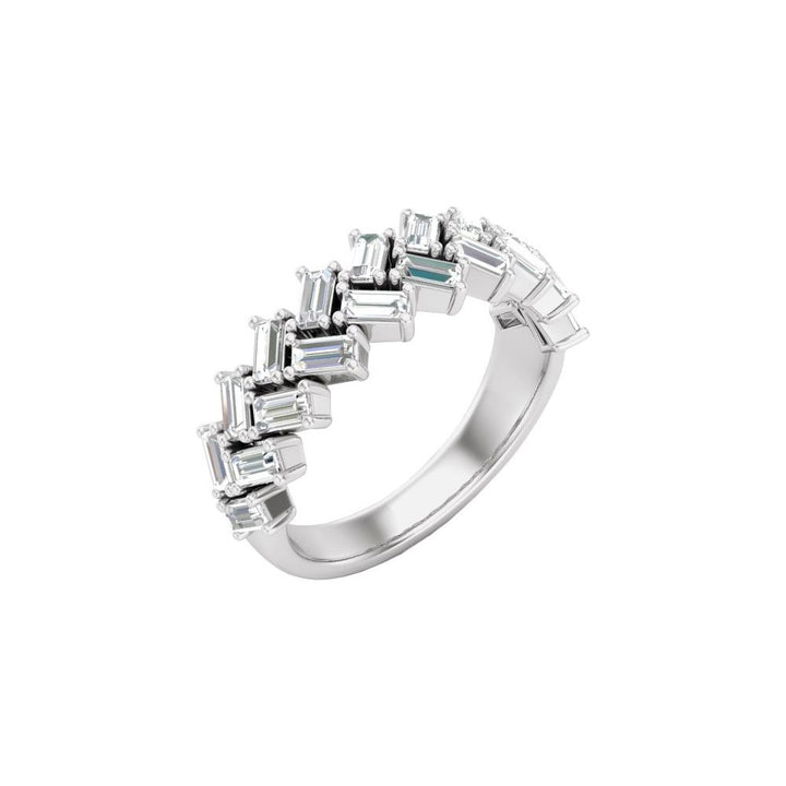 14K Slanted Baguette Double Row Anniversary Band