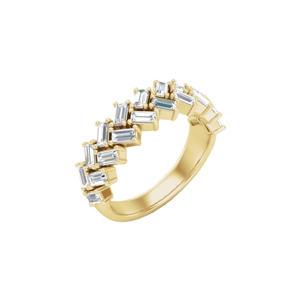 14K Slanted Baguette Double Row Anniversary Band