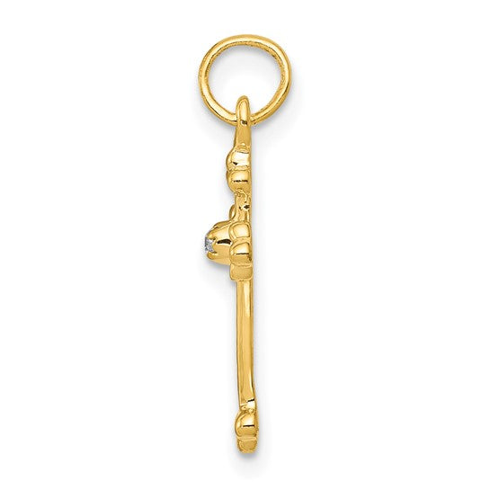 14K Small Diamond Budded Cross Pendant