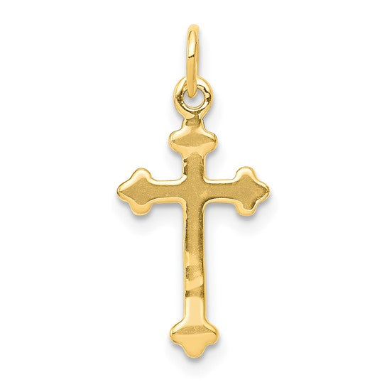14K Small Diamond Budded Cross Pendant