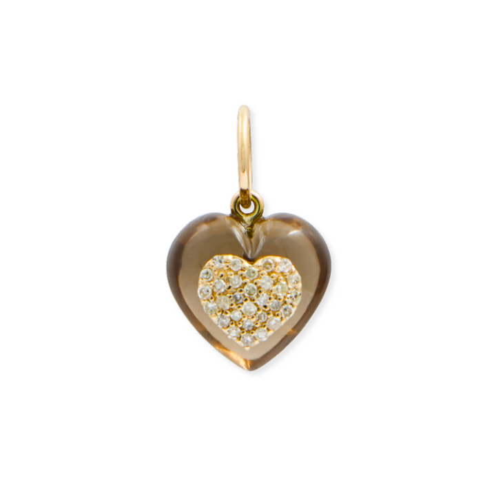 14K Smoky Quartz &amp; Pave Diamond Heart Pendant