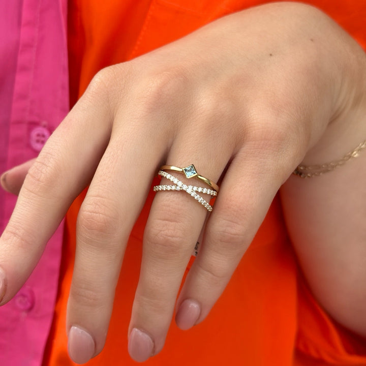 14K Square Bezel Gemstone Ring