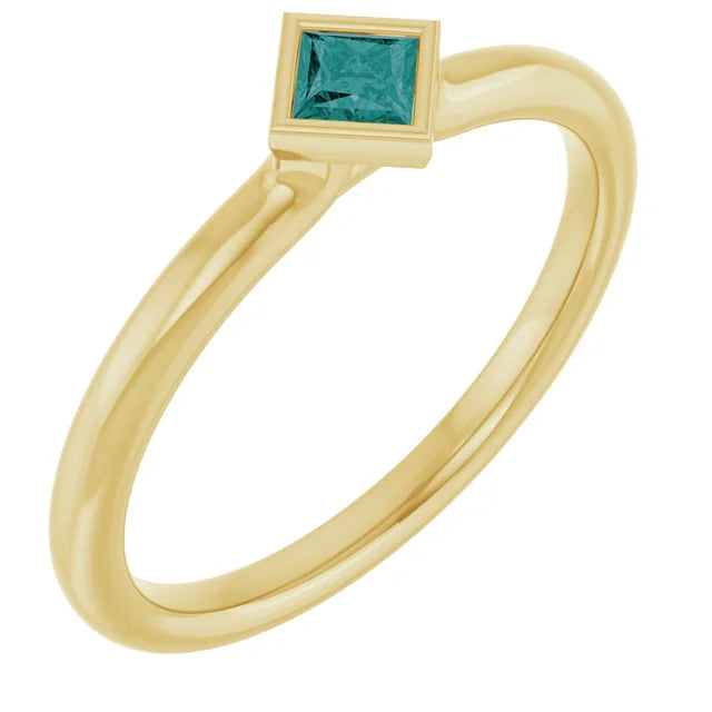 14K Square Bezel Gemstone Ring