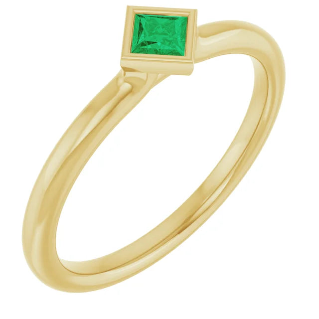 14K Square Bezel Gemstone Ring