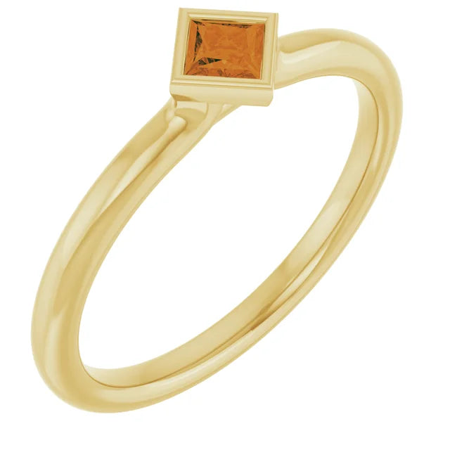 14K Square Bezel Gemstone Ring