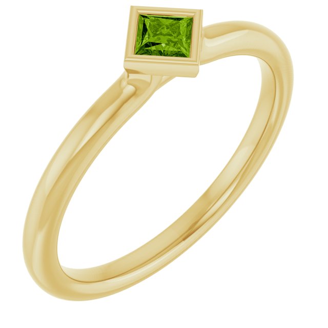 14K Square Bezel Gemstone Ring