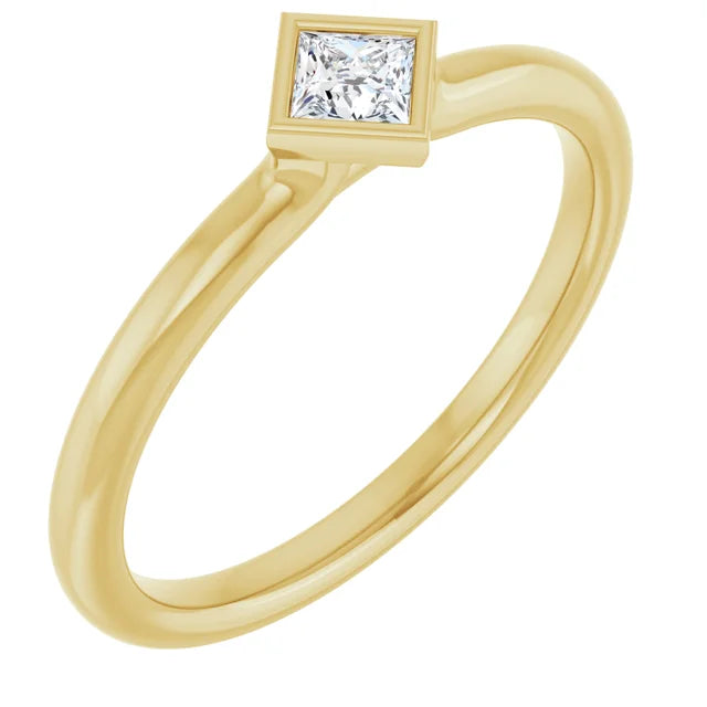14K Square Bezel Gemstone Ring