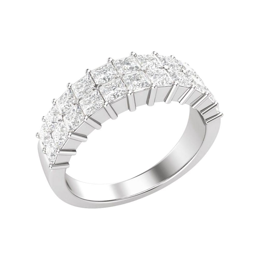 14K Square Diamond Double Row Anniversary Band