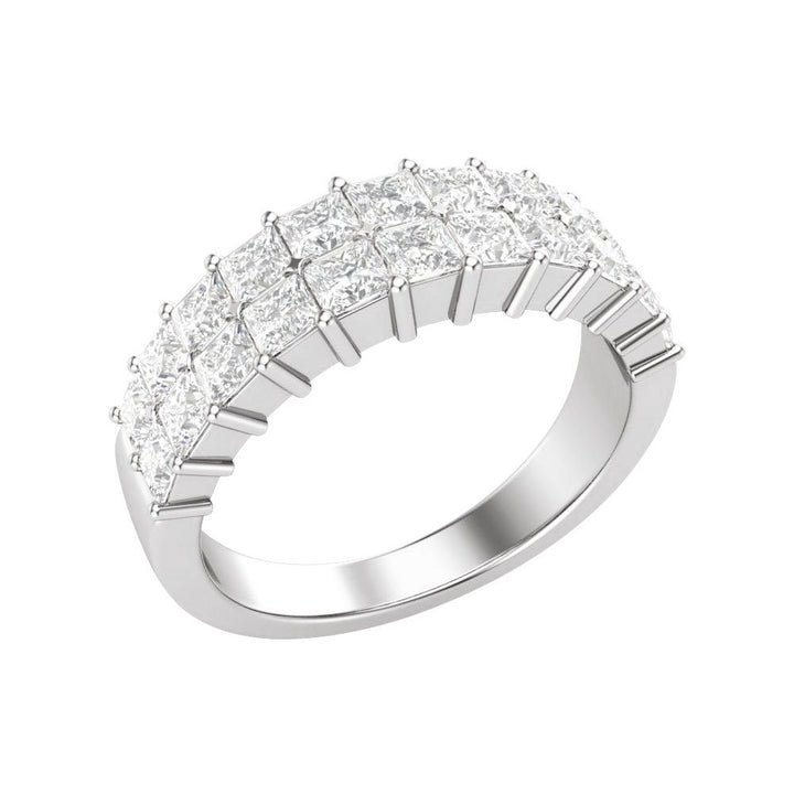 14K Square Diamond Double Row Anniversary Band