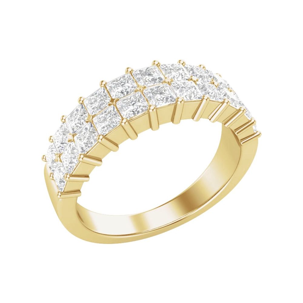 14K Square Diamond Double Row Anniversary Band