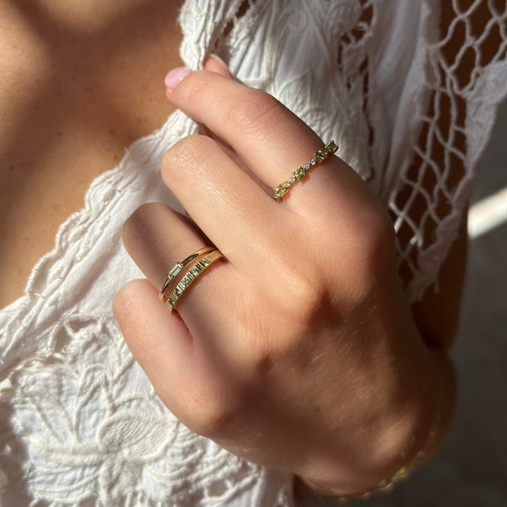 14K Stackable Baguette Gemstone Ring