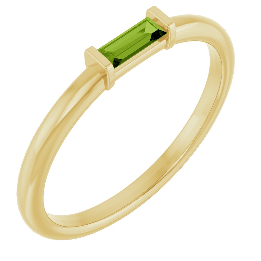14K Stackable Baguette Gemstone Ring