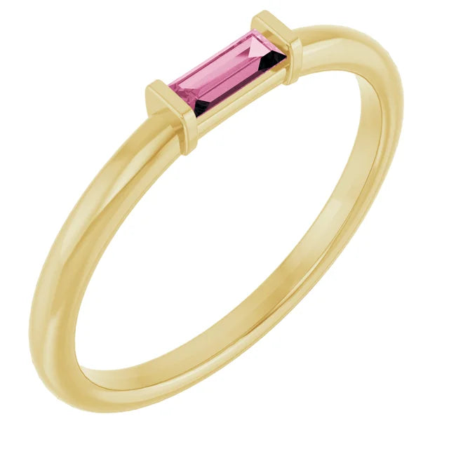 14K Stackable Baguette Gemstone Ring