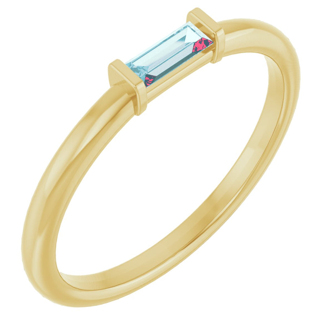 14K Stackable Baguette Gemstone Ring