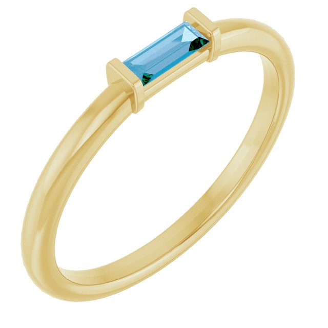 14K Stackable Baguette Gemstone Ring