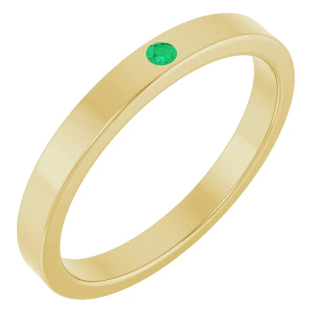 14K Stackable Flush-Set Gemstone Ring