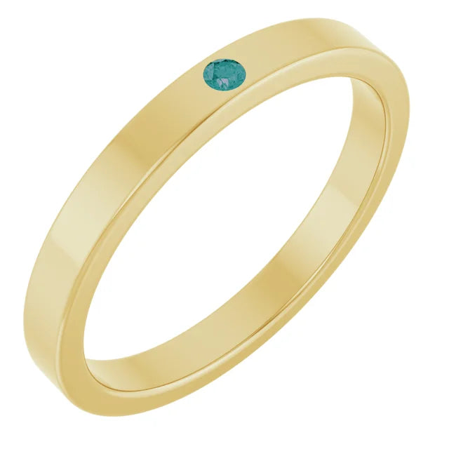14K Stackable Flush-Set Gemstone Ring