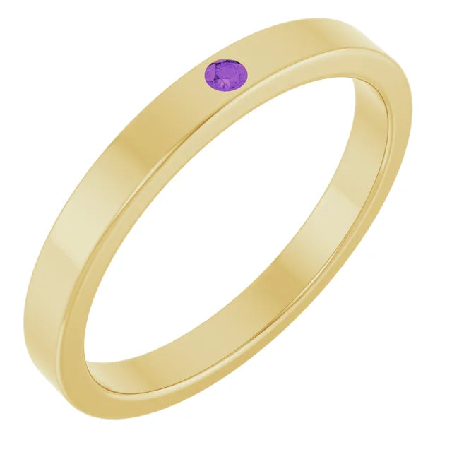 14K Stackable Flush-Set Gemstone Ring