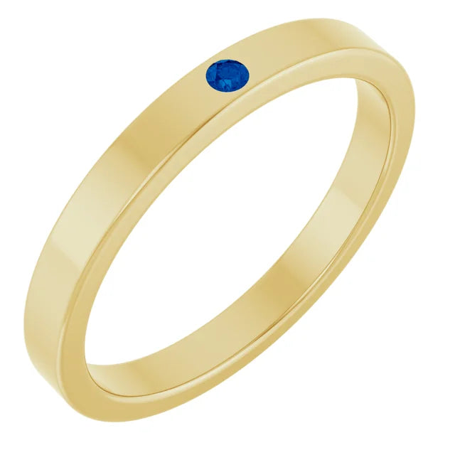 14K Stackable Flush-Set Gemstone Ring