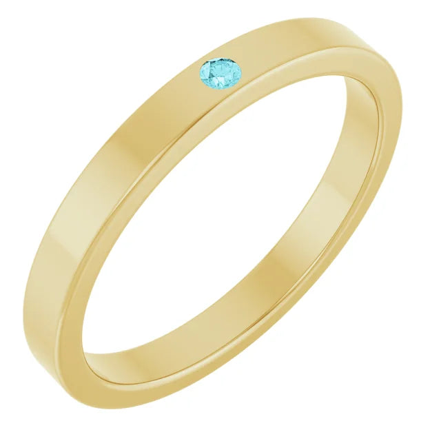 14K Stackable Flush-Set Gemstone Ring