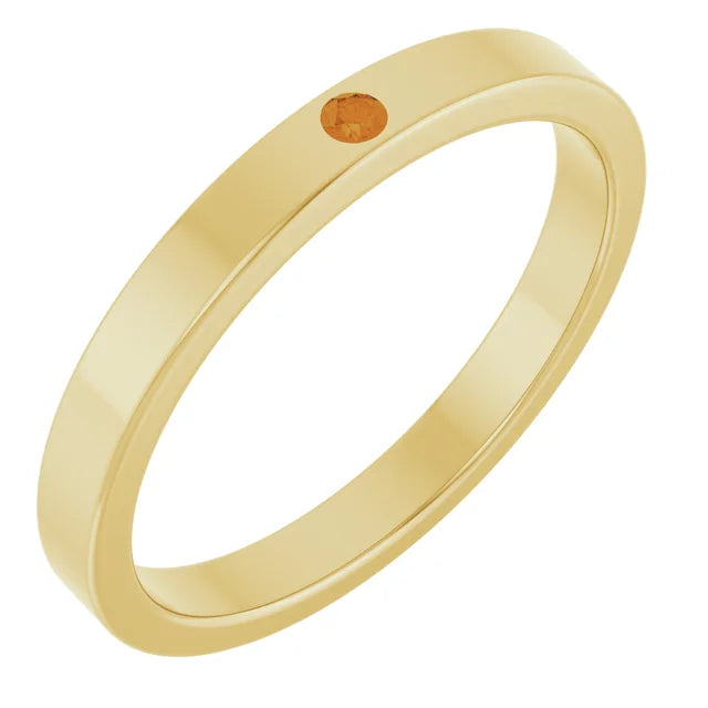 14K Stackable Flush-Set Gemstone Ring