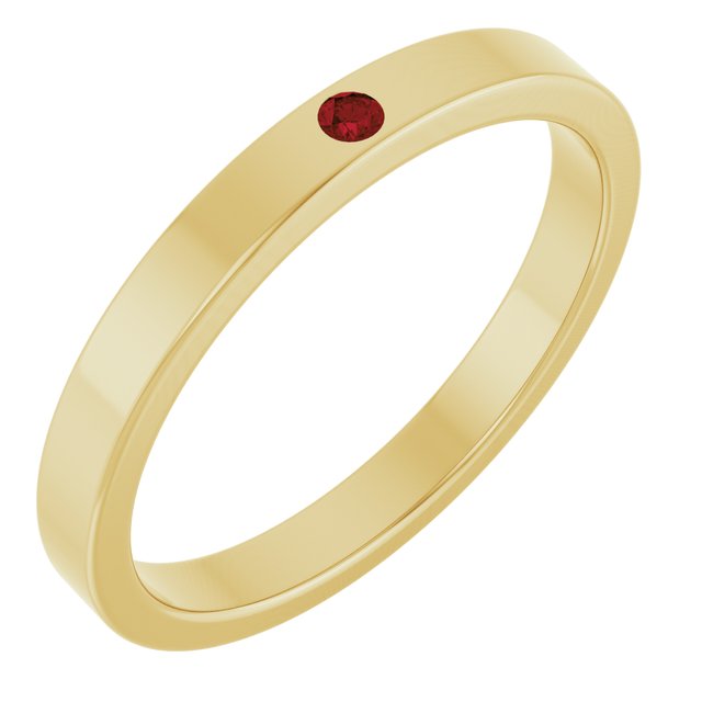 14K Stackable Flush-Set Gemstone Ring