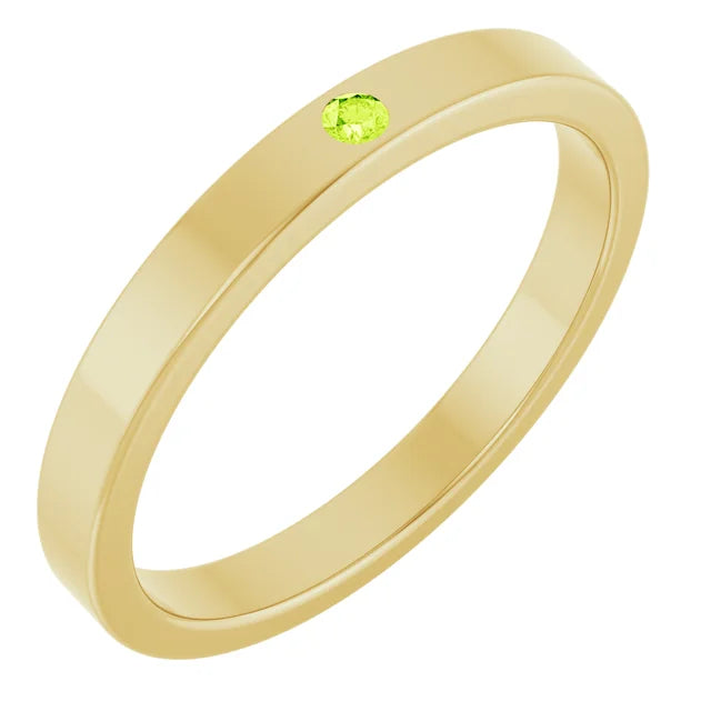 14K Stackable Flush-Set Gemstone Ring